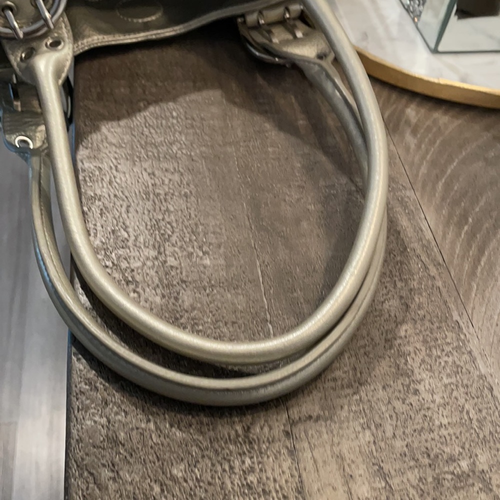 Tignanello Silver Pebble Leather Satchel - Picture 10 of 14
